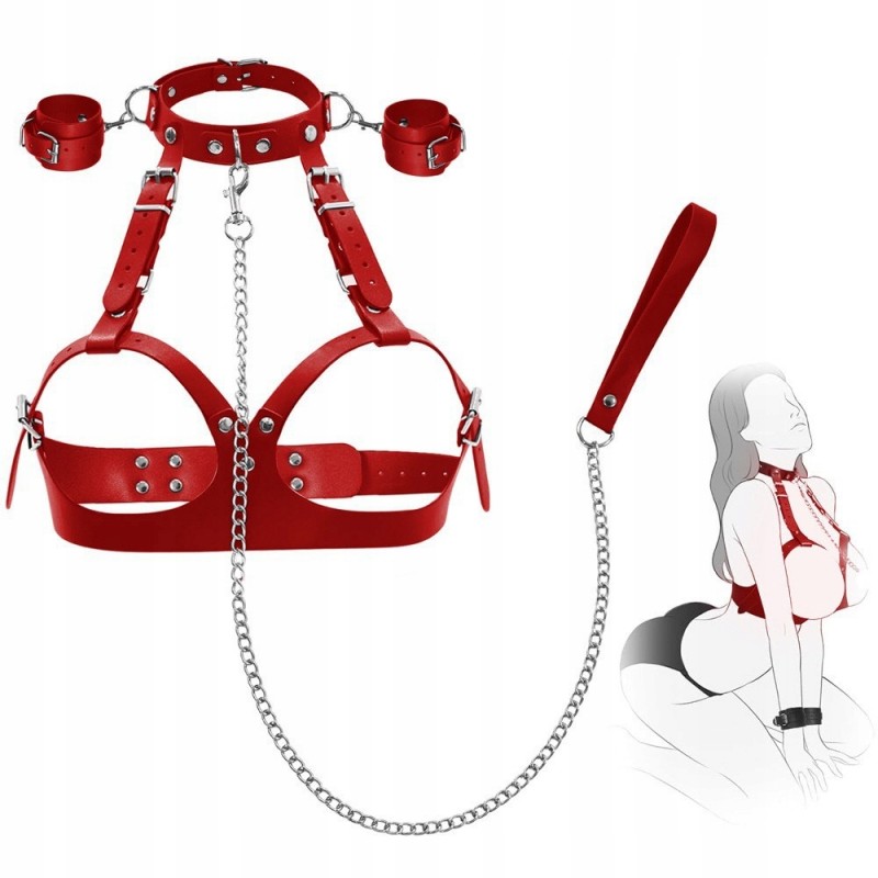 Комплект БДСМ Harness Збруя Секс Еротична білизна Restraint Наручники Нашийник