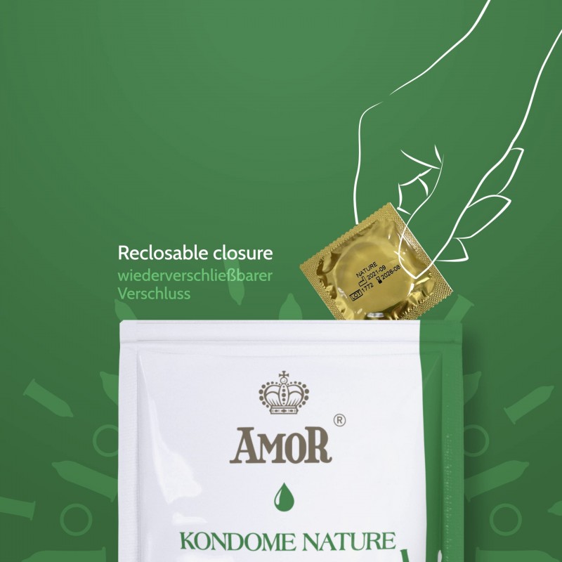 AMOR Nature 64мм - упаковка з 50 презервативів XXL преміум класу, автентична і