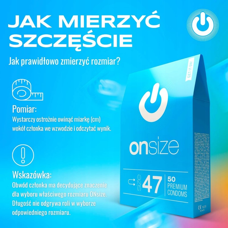 ON) Презервативи ONsize І Ширина 47 мм І 50 шт І тонкі 0,07 мм