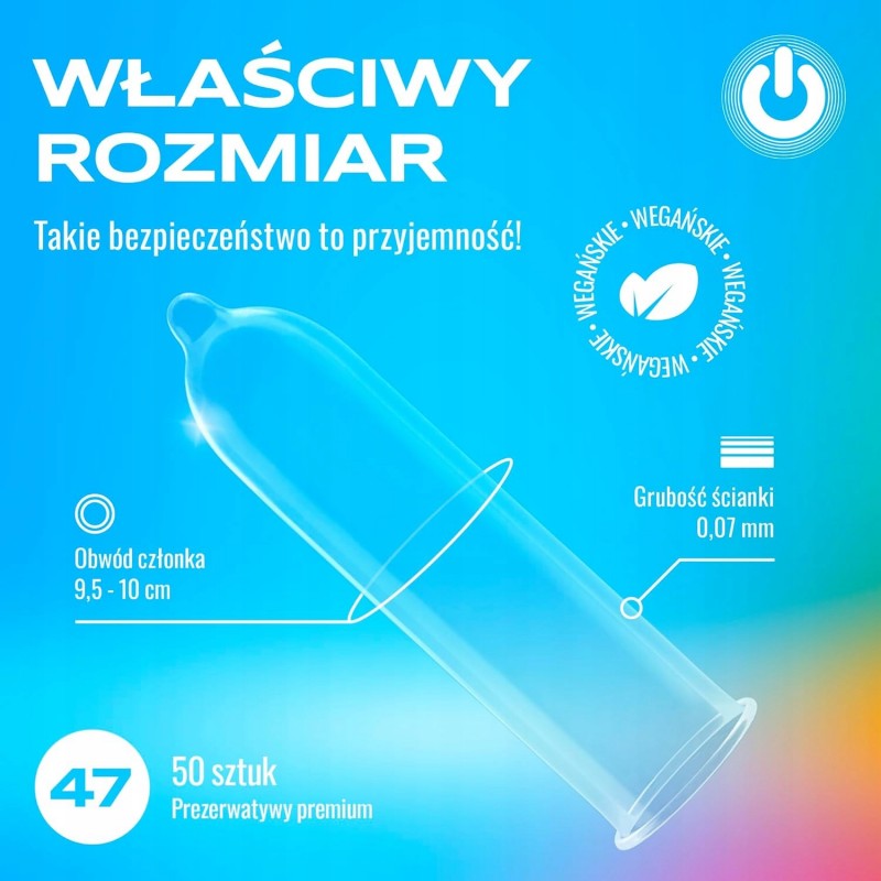 ON) Презервативи ONsize І Ширина 47 мм І 50 шт І тонкі 0,07 мм