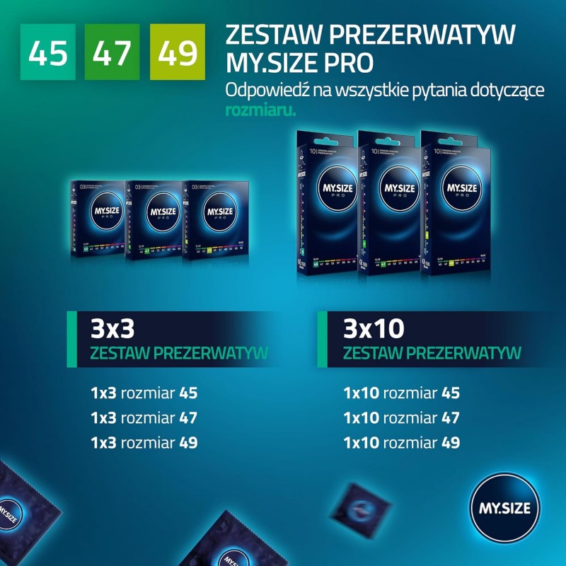 MY.SIZE PRO ELITE Набір презервативів 45,47,49мм 3х3 шт.