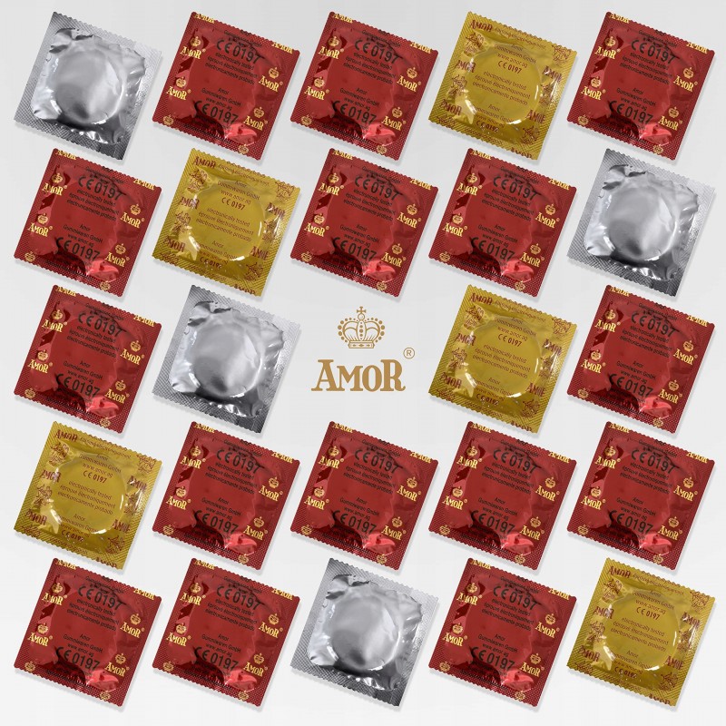 Презервативи AMOR Premium Neon, фосфоресціюючі, Ø 53 мм, 50 шт.