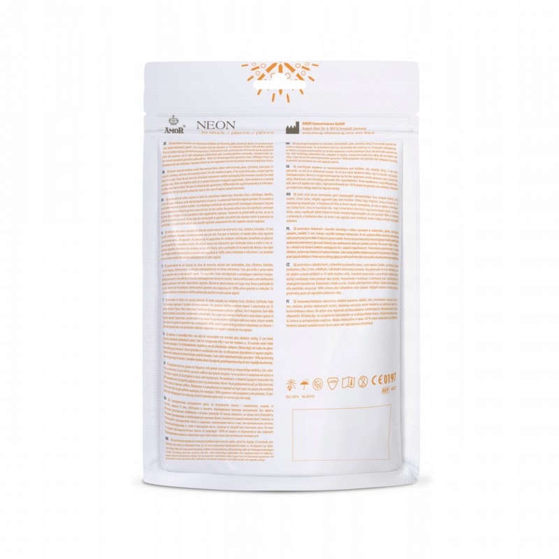 Презервативи AMOR Premium Neon, фосфоресціюючі, Ø 53 мм, 50 шт.