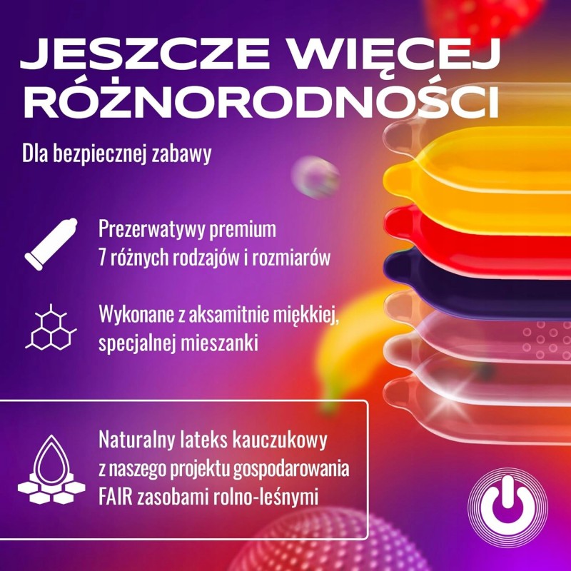 ON) Суміш презервативів І 50 штук І 7 видів та розмірів шириною