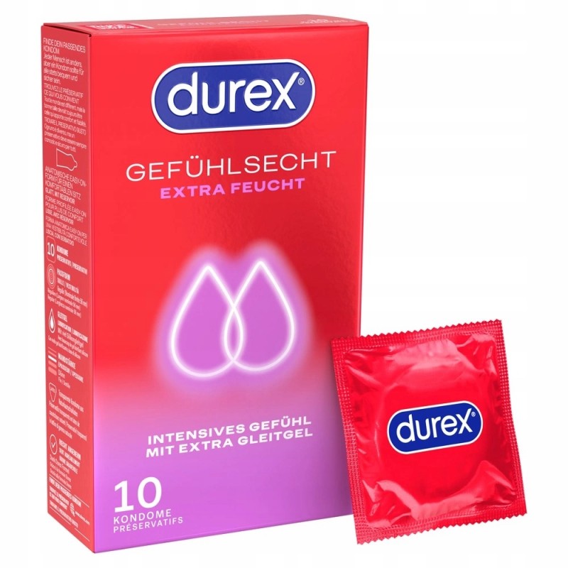 Durex Gefuhlsecht Extra Feucht 10 шт. анатомічні, сильно зволожені