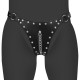 PU Leather Chastity Thong with Chain Detail - Чорний