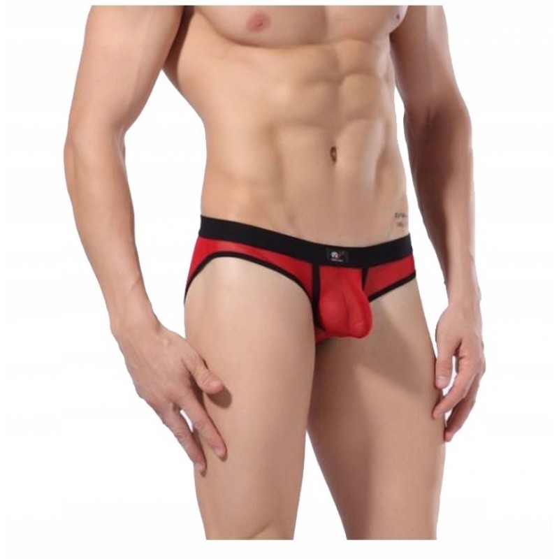 ЧОЛОВІЧІ SLIPKI ТРУСИКИ ВІДКРИТИЙ ЕФЕКТ PUSH UP JOCKSTRAP СІТКА ЧЕРВОНІ С/М
