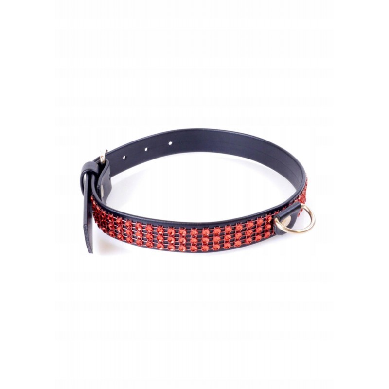 Фетиш Б - Series Collar with crystals 2 см Червона лінія