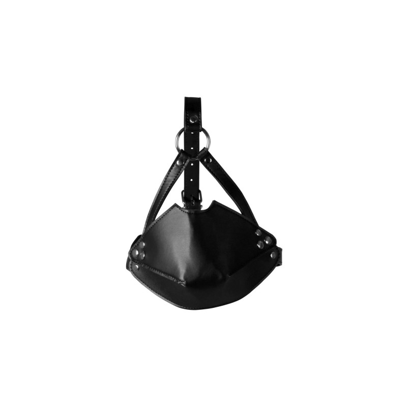 Head Harness with Mouth Cover & Solid Ball Gag - Чорний