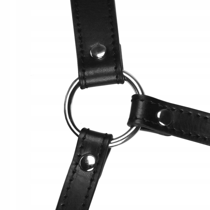 Head Harness with Mouth Cover & Solid Ball Gag - Чорний