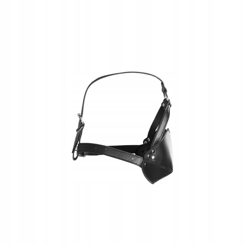 Head Harness with Mouth Cover & Solid Ball Gag - Чорний