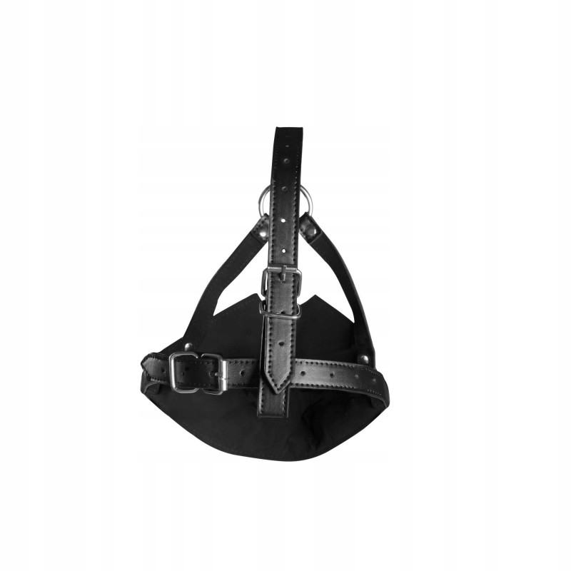 Head Harness with Mouth Cover & Solid Ball Gag - Чорний