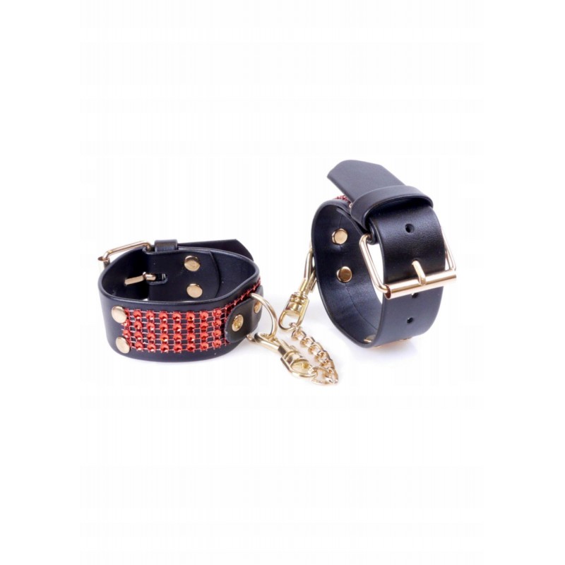 Фетиш B - Series Handcuffs with cristals 3 см Червона лінія