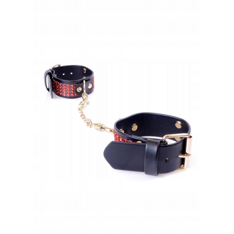 Фетиш B - Series Handcuffs with cristals 3 см Червона лінія