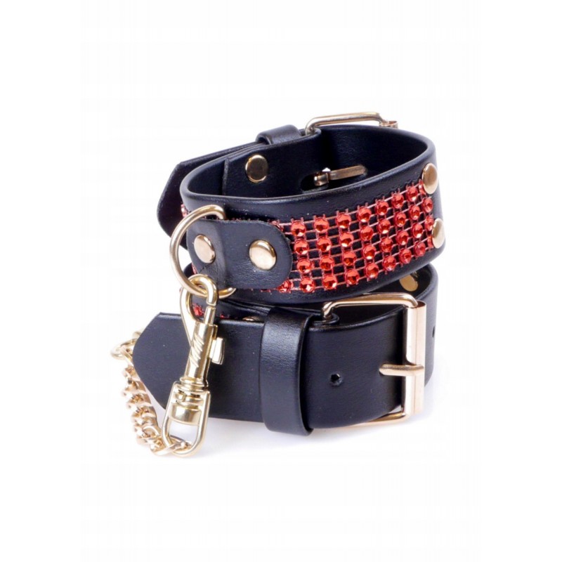 Фетиш B - Series Handcuffs with cristals 3 см Червона лінія