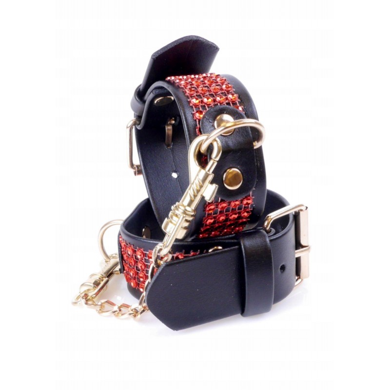 Фетиш B - Series Handcuffs with cristals 3 см Червона лінія