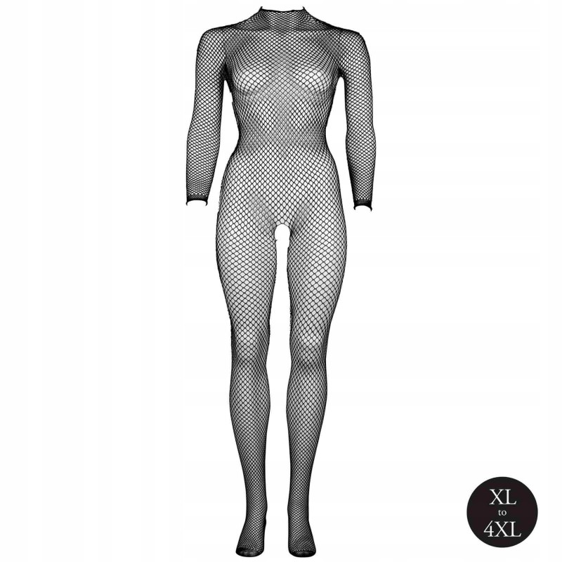 Бодістокінг з fishnet structure, open crotch and turtle neck.