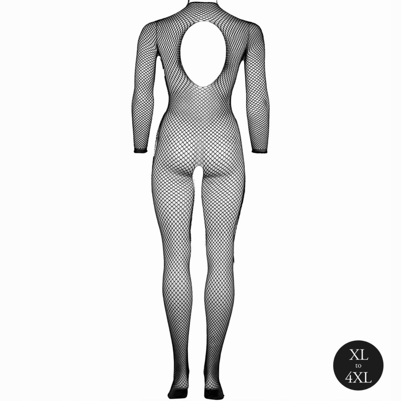 Бодістокінг з fishnet structure, open crotch and turtle neck.