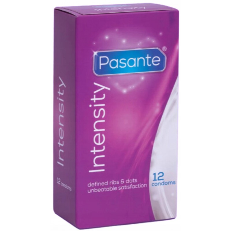 Презервативи ребристі Pasante Intensity зі стимулюючими виступами, 12 шт.