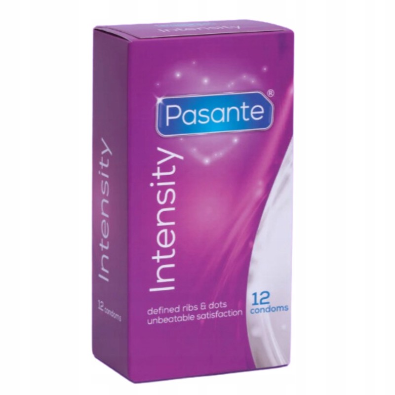Презервативи ребристі Pasante Intensity зі стимулюючими виступами, 12 шт.