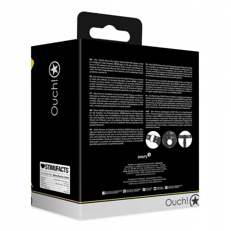 OUCH! Xtreme інтимний пояс PU Leather з ремінцями, чорний, регульований