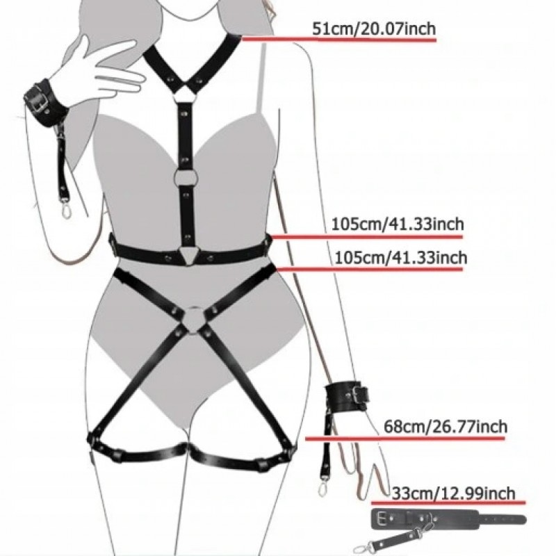 Комплект Еротична білизна Збруя БДСМ Harness Наручники Нашийник Секс Гаджети