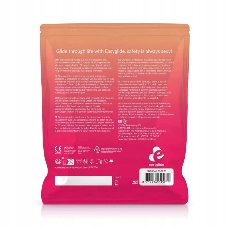 EasyGlide - Презервативи з ребрами та крапками, 40 шт.