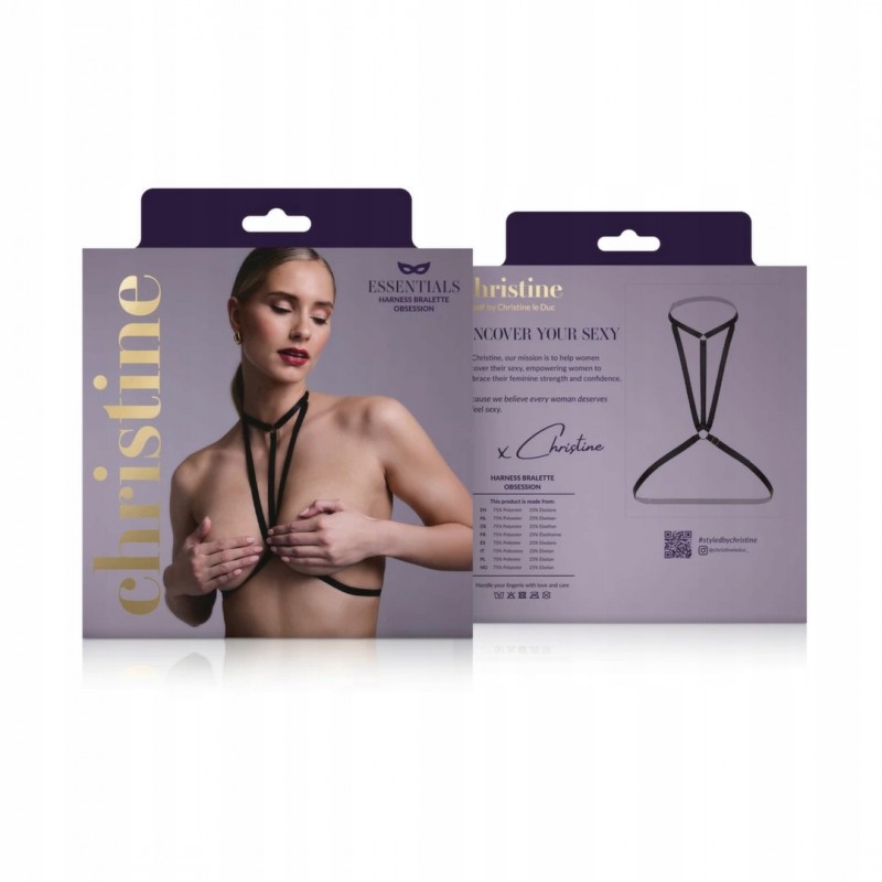 Obsession Strappy Harness Bralette Чорний - модний бюстгальтер зі шлейками