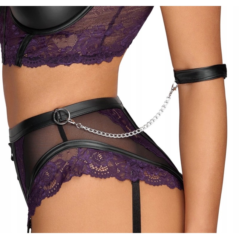 Cottelli Bondage комплект мереживний фіолетовий 85B/L з аксесуарами