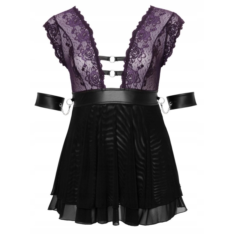 Комплект для бондажу Cottelli Babydoll, фіолетовий мереживний, розмір 4XL