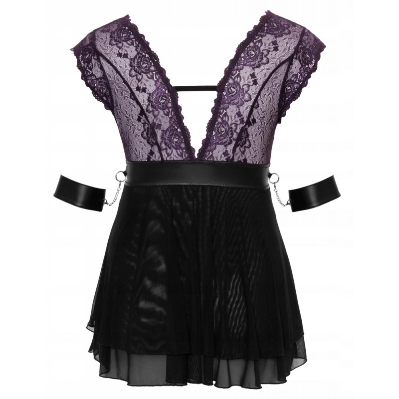 Комплект для бондажу Cottelli Babydoll, фіолетовий мереживний, розмір 4XL