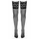 Панчохи Cottelli Legwear Чорні з Широкою Мереживною Смугою M/L
