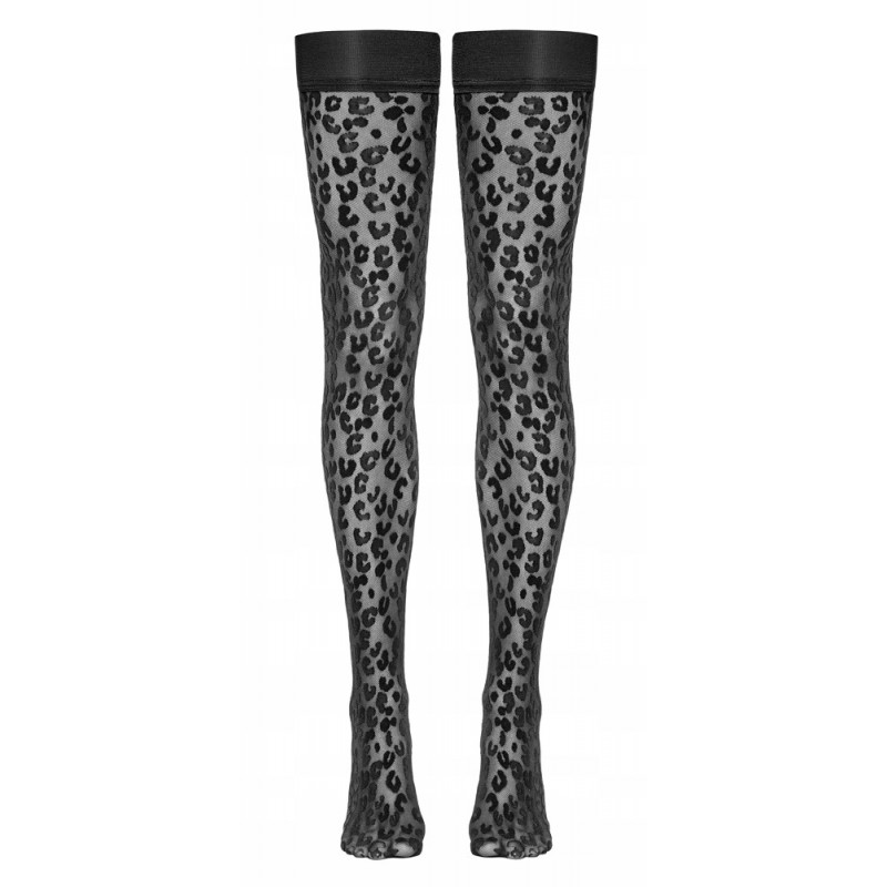 Панчохи самотримаючі Cottelli Legwear leo чорні силікон 30 den роз. 5