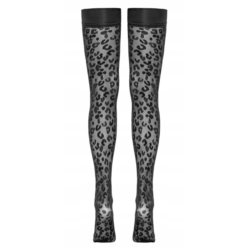 Панчохи самотримаючі Cottelli Legwear leo чорні силікон 30 den роз. 5