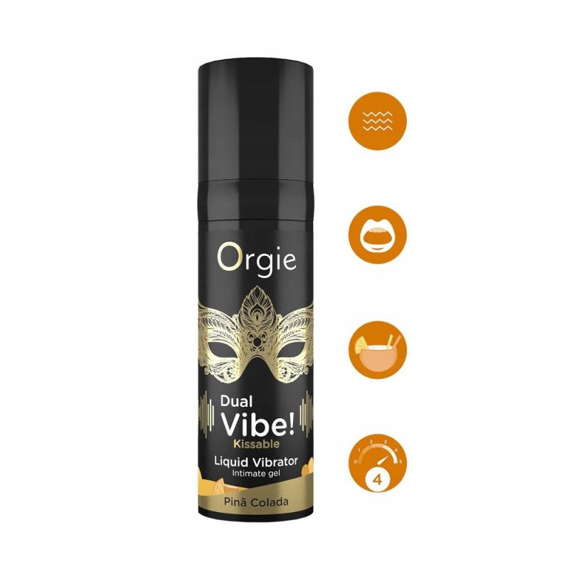 Інтимний гель Dual Vibe Kissable Pina Colada. Вібруючий та стимулюючий гель.