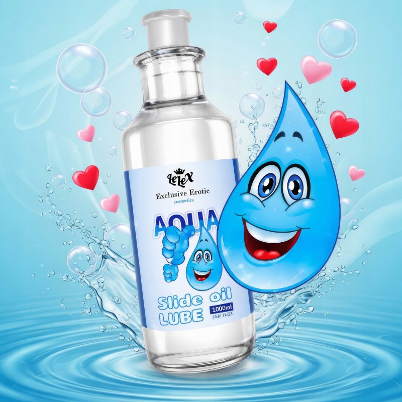 Лубрикант на водній основі AQUA Lube 1000 мл. Інтимний зволожуючий гель. Великий об'єм. Ковзний.