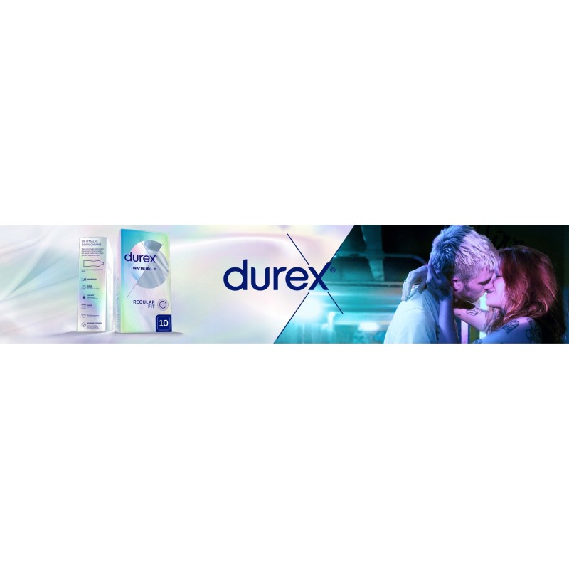 Презервативи DUREX INVISIBLE найтонші, припасовані, змащені, 10 шт.