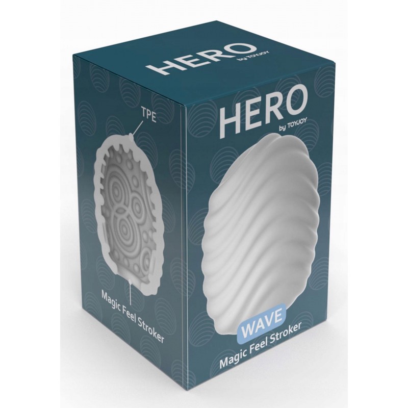 МІНІ-МАСТУРБАТОР WAVE WHITE TOYJOY HERO ДУЖЕ ЕЛАСТИЧНИЙ ХВИЛЯСТІ ВИСТУПИ