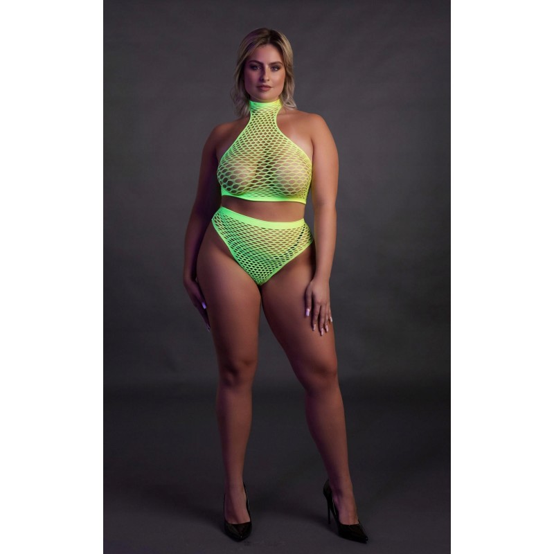 НЕОНОВА БІЛИЗНА ТОП ГОЛЬФ ТРУСИ ВИСОКА ТАЛІЯ UV АКТИВНІ XL/XXXXL