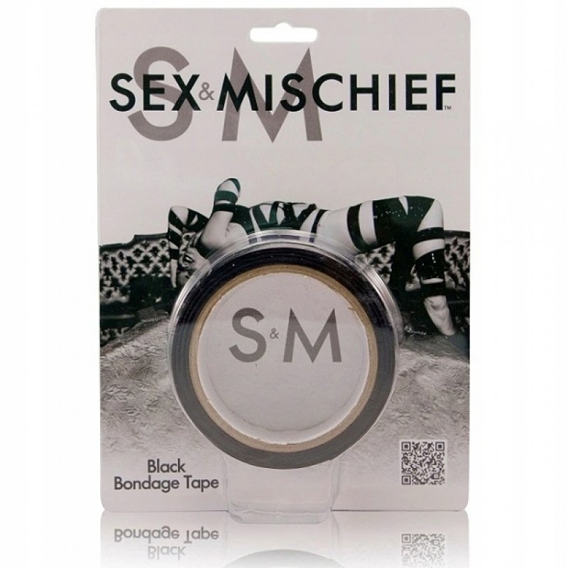 Sportsheets S&M Black Bondage Tape 20м - багатофункціональна чорна стрічка