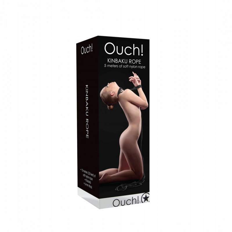 Ouch! Мотузка Kinbaku 5м - міцна мотузка для технік зв'язування, чорна