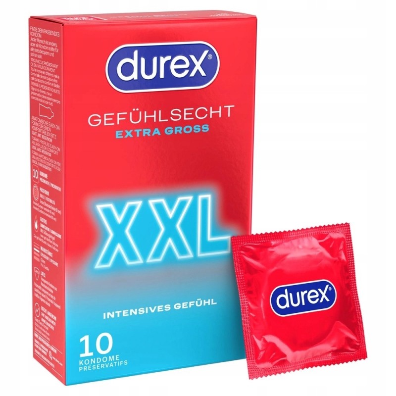 Durex Gefuhlsecht Extra Gross 10 шт. анатомічні презервативи XXL