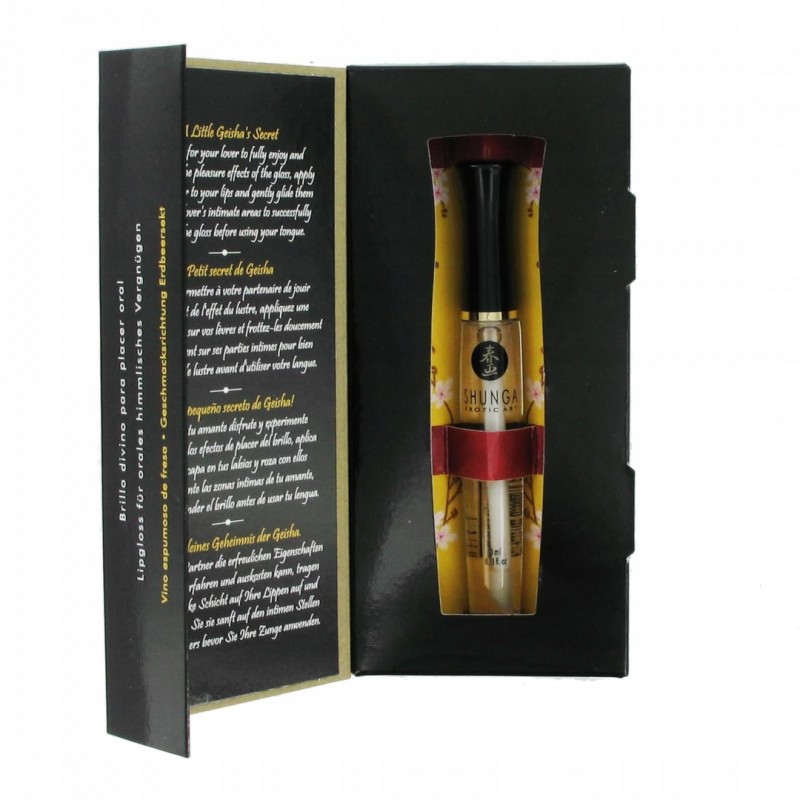 Shunga Divine Oral Pleasure Gloss Sparkling Strawberry Wine 10ml - Блиск для орального задоволення зі смаком ігристого полуничного вина, 10 мл