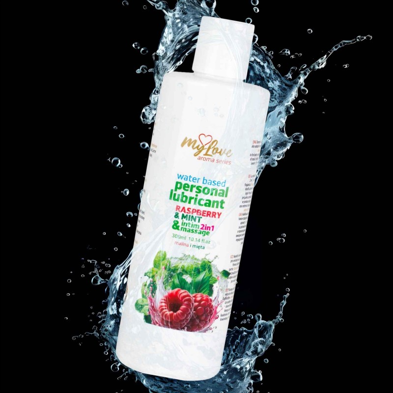 MyLove Aroma Series Інтимний гель та масажне масло 2в1 Малина та М'ята 300 мл