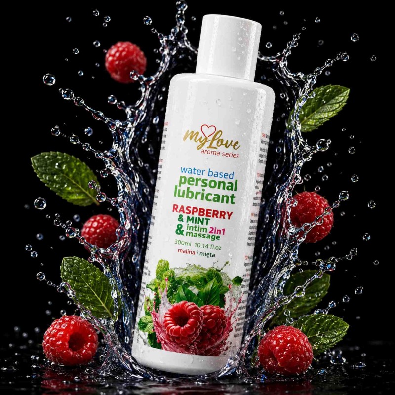 MyLove Aroma Series Інтимний гель та масажне масло 2в1 Малина та М'ята 300 мл