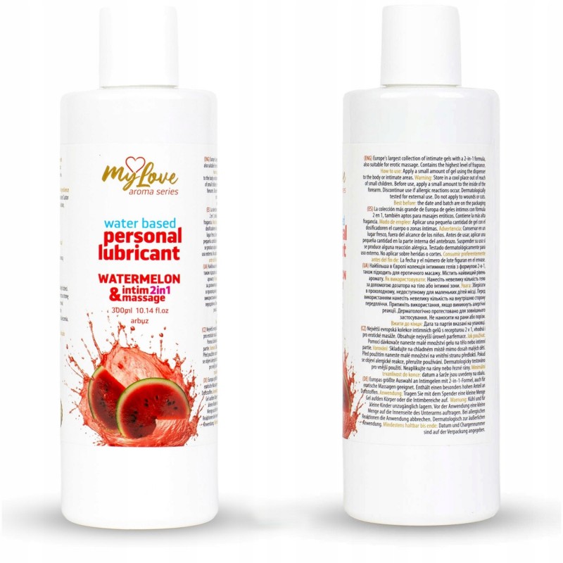 Водна лубрикант 2в1 інтимний гель та масажний з ароматом кавуна MyLove Aroma 300 мл