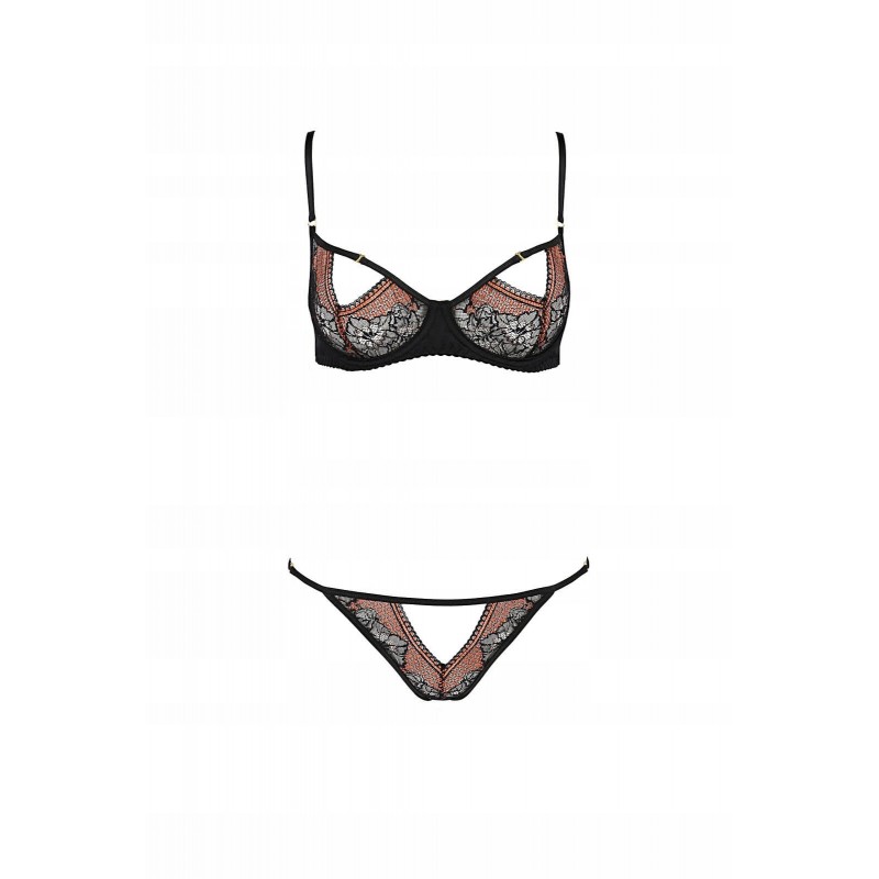 Комплект білизни MIRELLA з відкритим бюстгальтером чорний S/M - Casmir