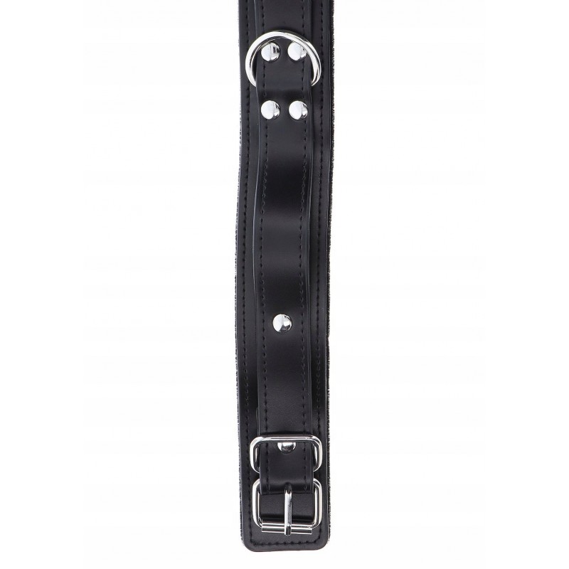 Нашийник БДСМ з D-кільцем, регульований, з веганської шкіри, з оксамитовою підкладкою
