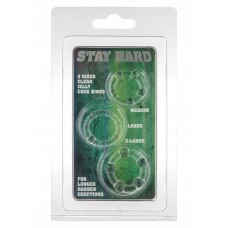 Ерекційні кільця, набір з трьох штук, Stay Hard, силікон, прозорі