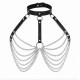 ЖІНОЧИЙ КОМПЛЕКТ (УПРЯЖ) BODY HARNESS ШКІРЯНИЙ БДСМ З ЛАНЦЮЖКАМИ ЧОРНИЙ КОМІР